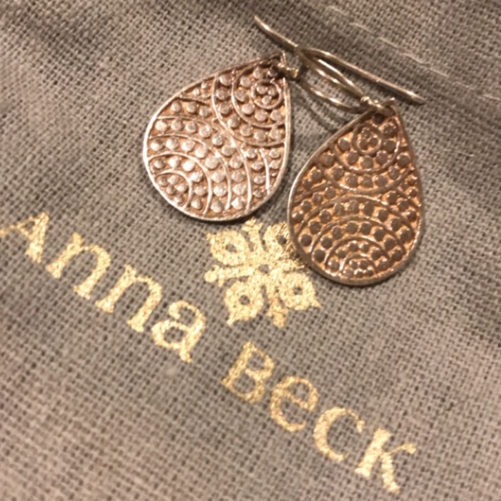 Anna Beck teardrop silver/ gold plated earrings